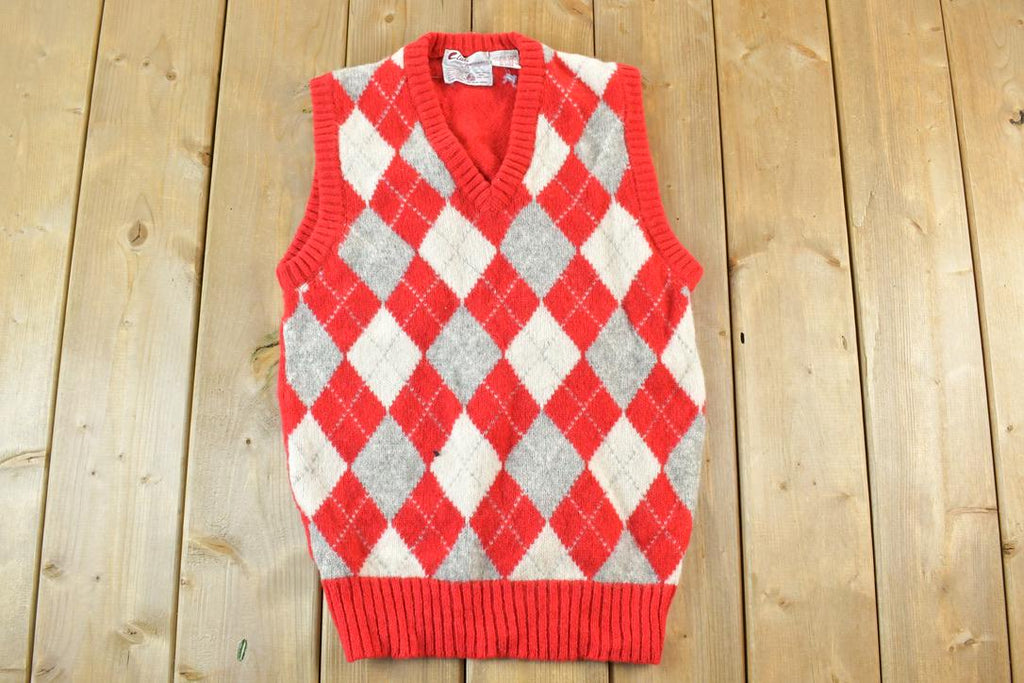 Vintage 1970s Club Wool Argyle Sweater Vest  90s Vintage Souvenir Tee  Rare Vacation Tee  Summer Shirt Made In USA