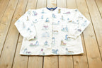 Vintage 1990s Artisans Lighthouse Print Cardigan Sweater Mens L /