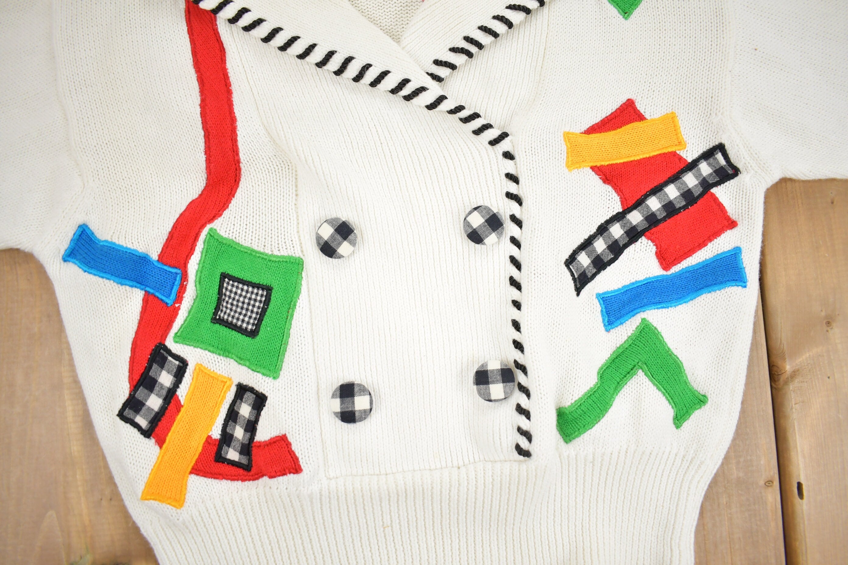 Vintage 1992 I.B. Diffusion Abstract Knitted Sweater Vintage 90s Crewneck