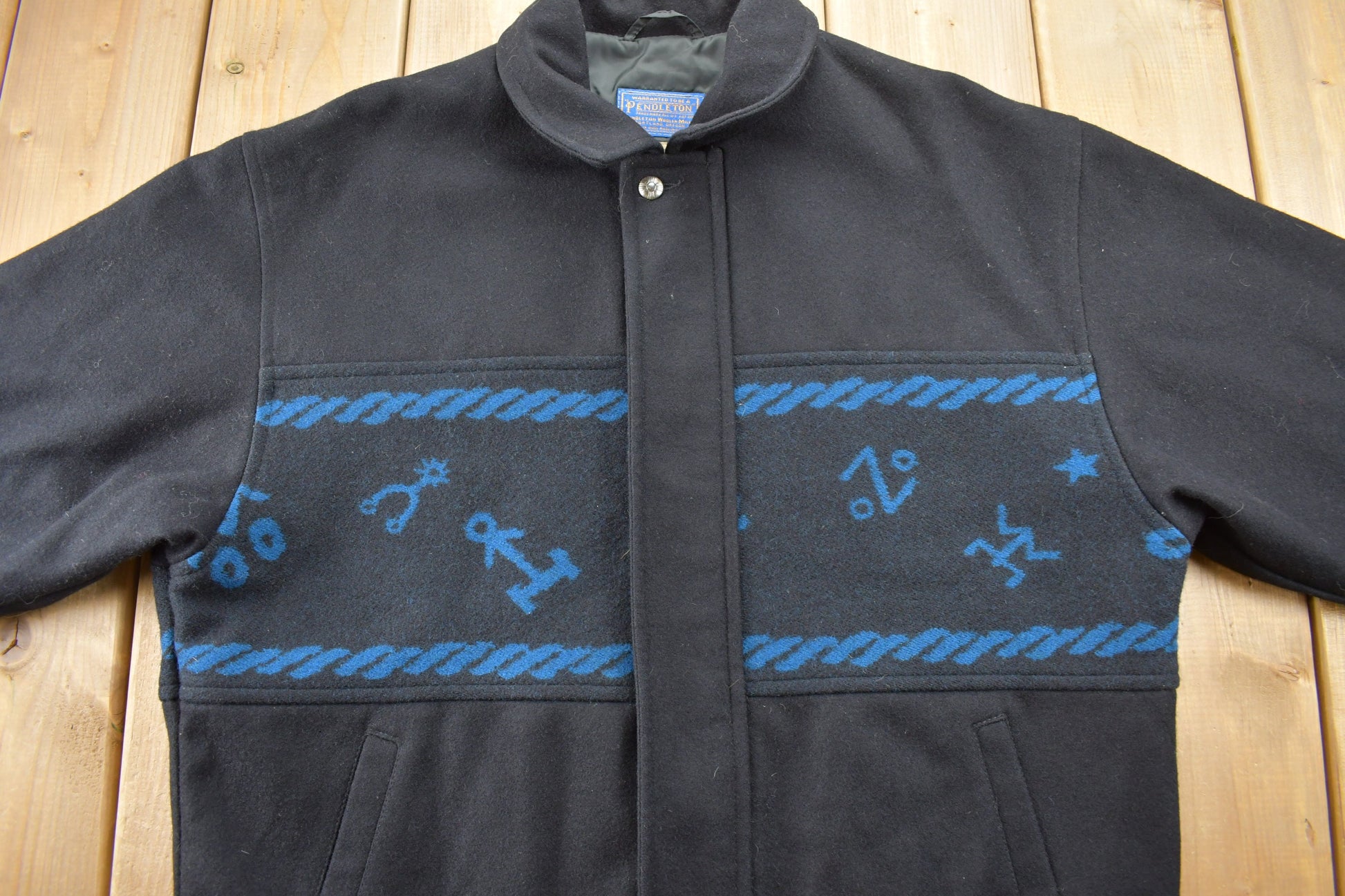 Vintage 1980s Pendleton High Grade Western Wear Anchor Jacket / True Vintage / 100% Wool / Outdoorsman / Made In USA / Sailor Jacket