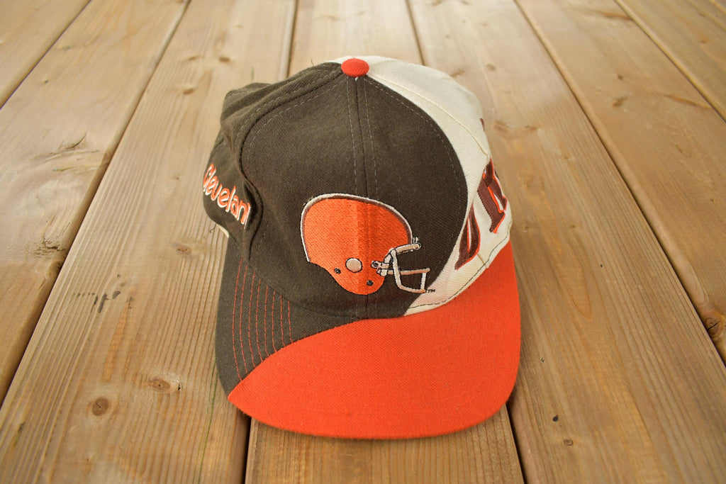 Vintage 1990s Cleveland Browns NFL Big Logo Swirl Snap Back Hat