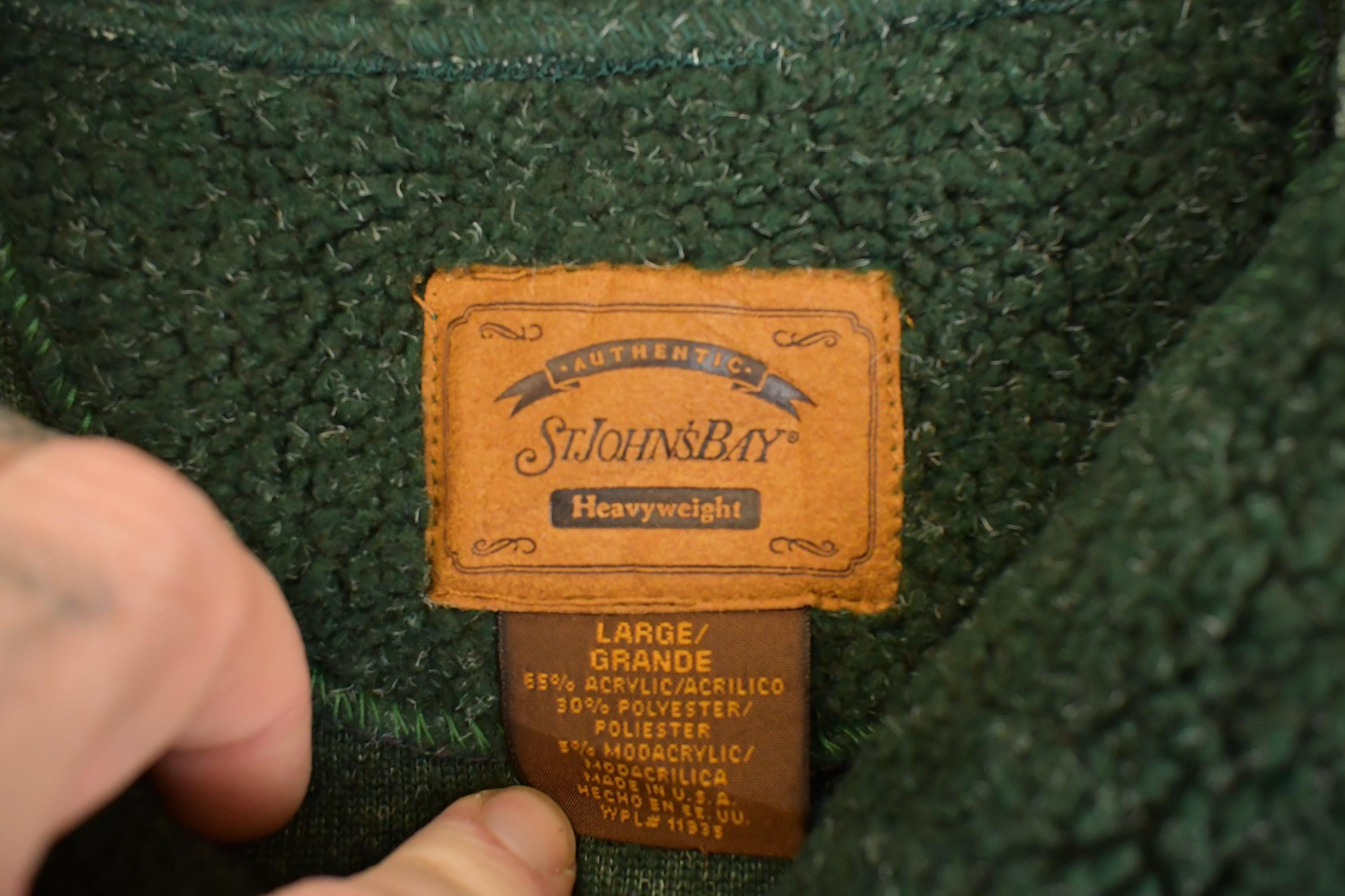Vintage 1990s St John's Bay Quarter Button Fleece Outdoorsman Sweater Men's L