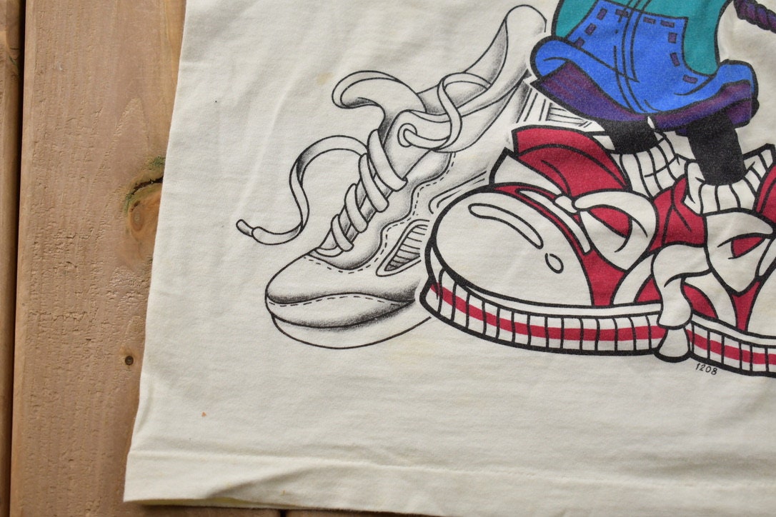 Vintage 1990s Disney Mickey Nouse AOP Sneakers T-Shirt  90s Graphic Tee  Vintage Mickey Mouse  Made In USA  90s Disney Tee