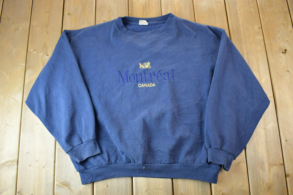 Vintage 1990s Montreal Canada Heavy Cotton Embroidered Crewneck Sweatshirt / 90s Crewneck / Souvenir Sweater / Travel And Vacation