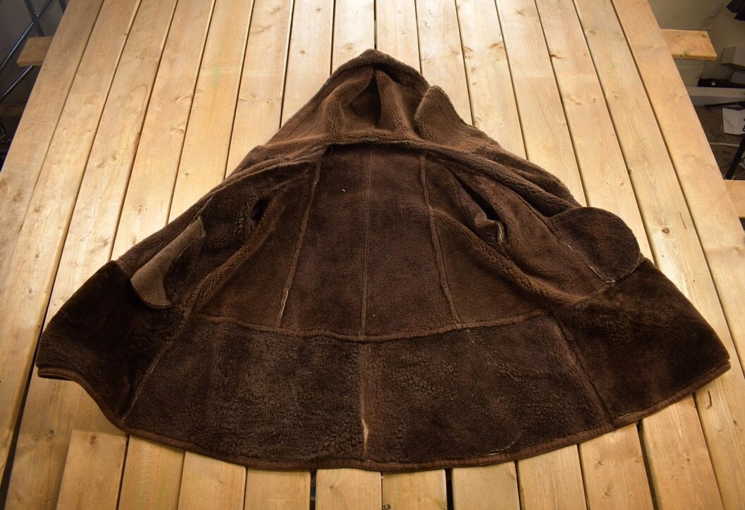 Vintage 1980s Sherpa Lined Suede Coat