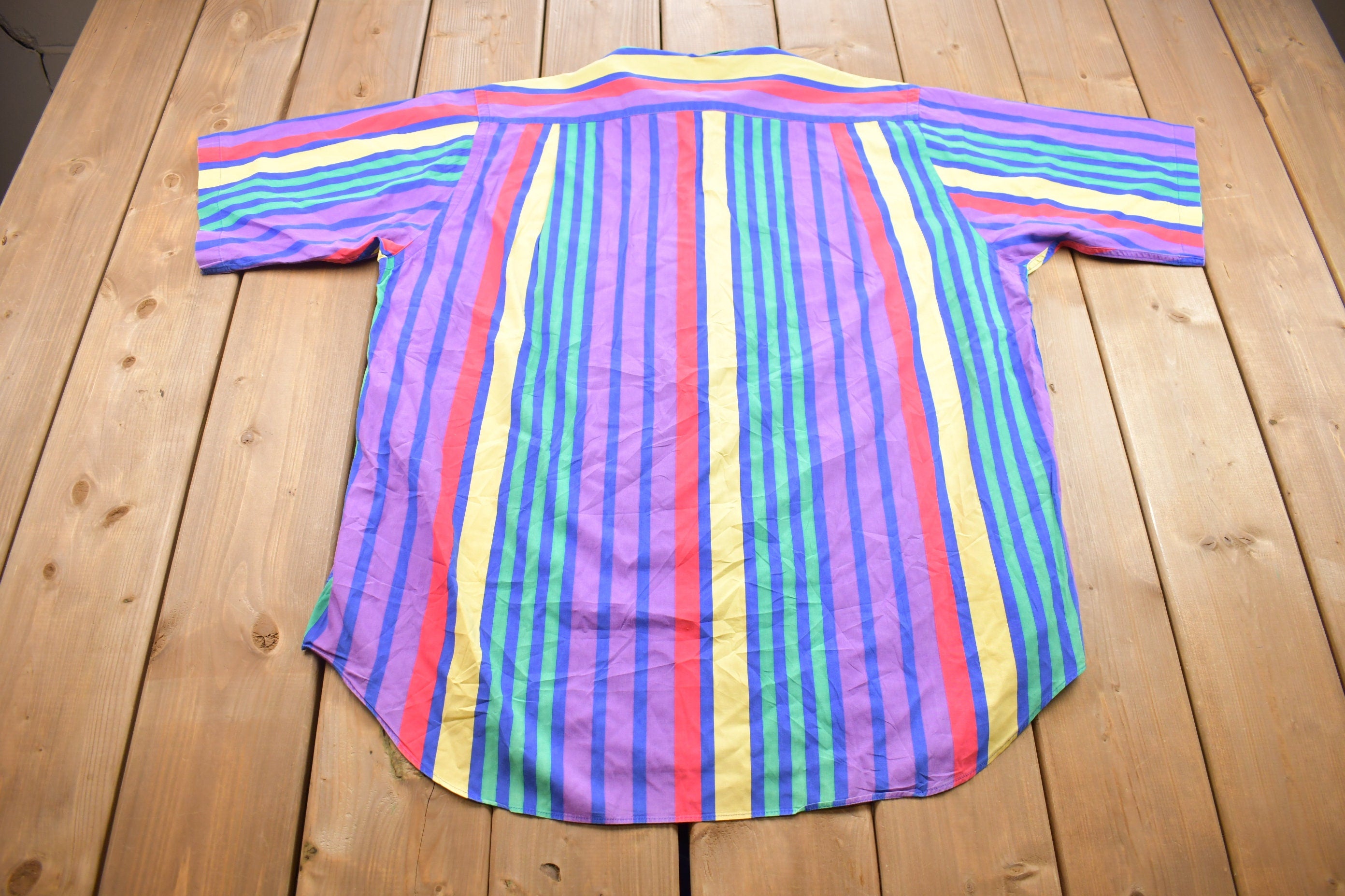Vintage 1990s Nautica Colorful Striped Button Up Shirt