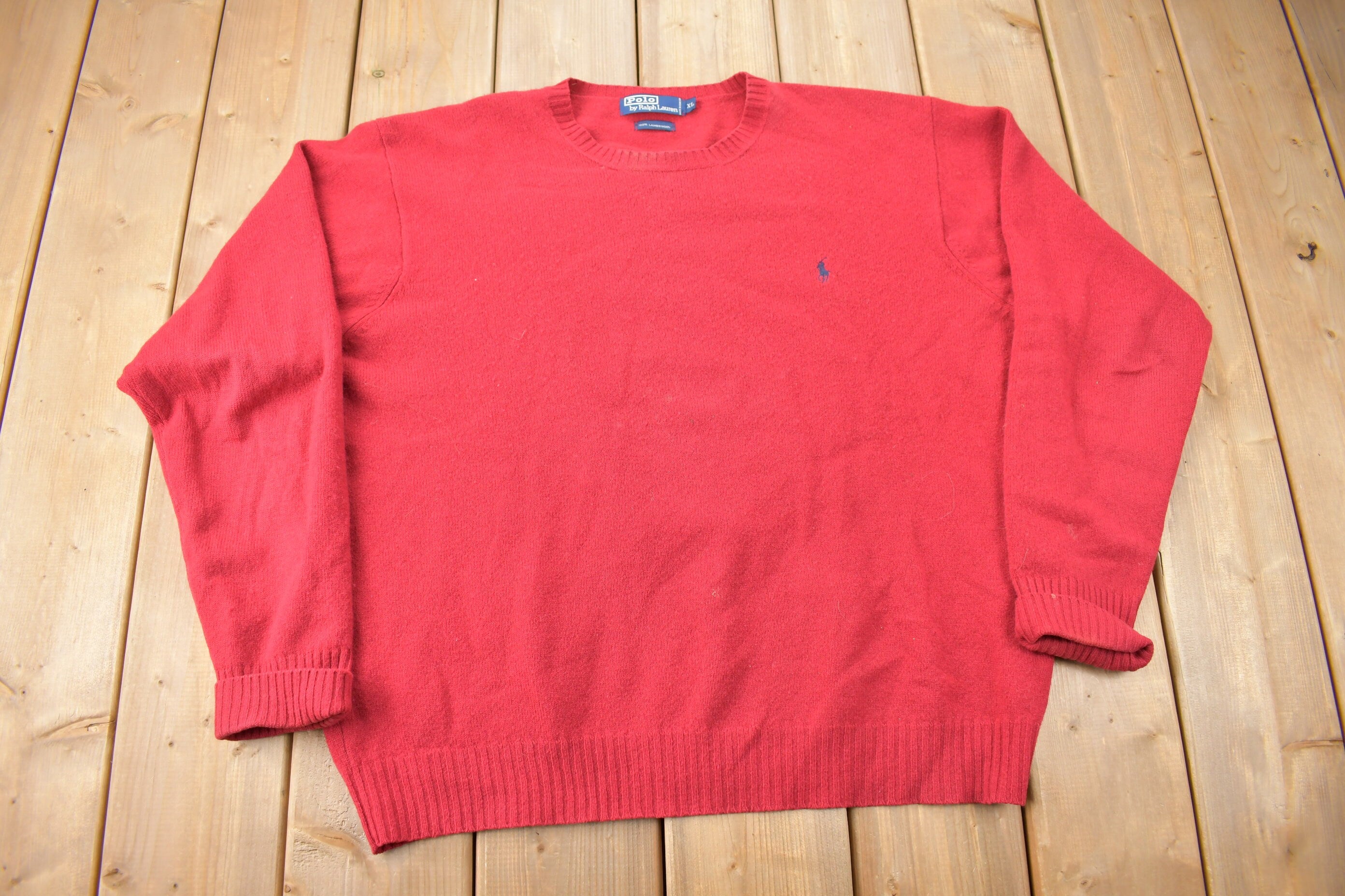 Vintage 1990s Polo Ralph Lauren Red Knit Sweatshirt