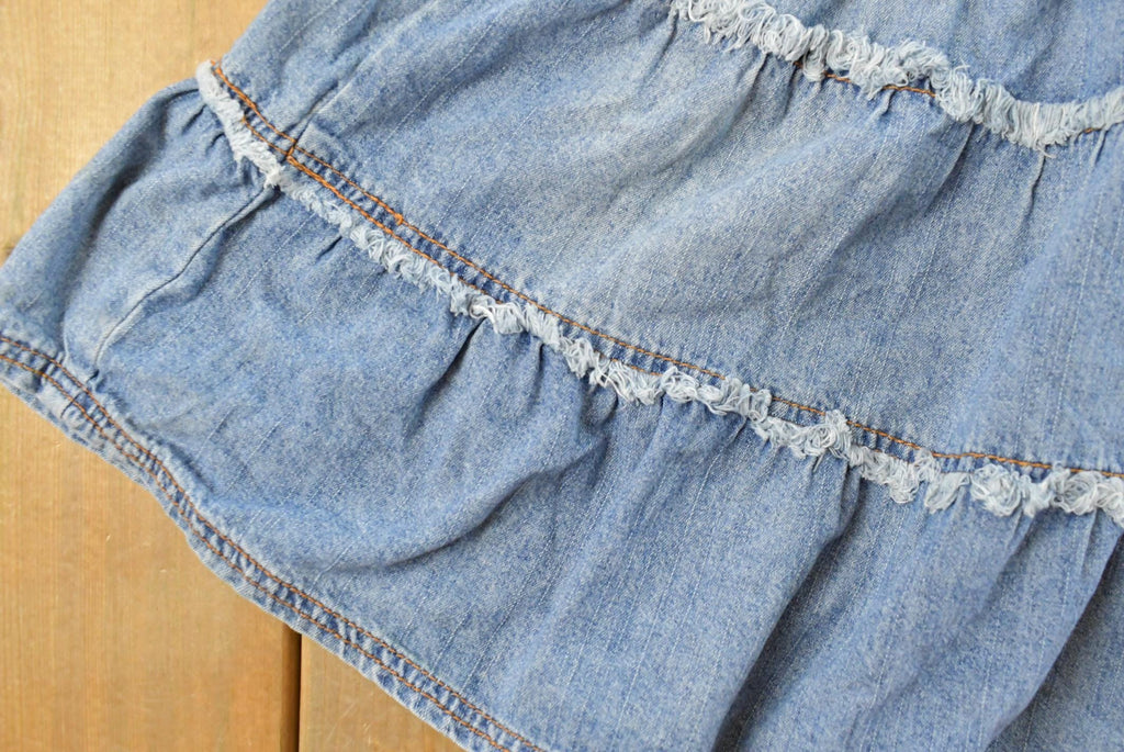 Vintage Y2K Yonique Denim Ruffled Mini Skirt Women's 27 / 90s Streetwear / Vintage Denim Skirt / Summer Wear / Jean Skirt / Jorts