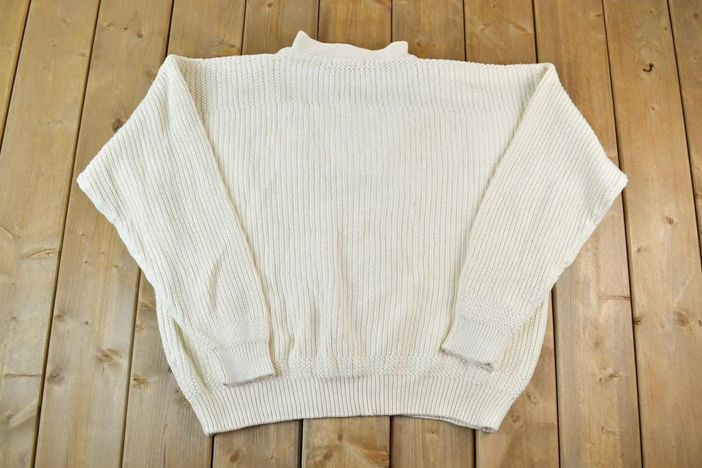 Vintage 1990s Eddie Bauer Quarter Button Knit Crewneck Sweater