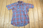 Vintage 1980s Open Range Plaid Western Cowboy Button Up Shirt