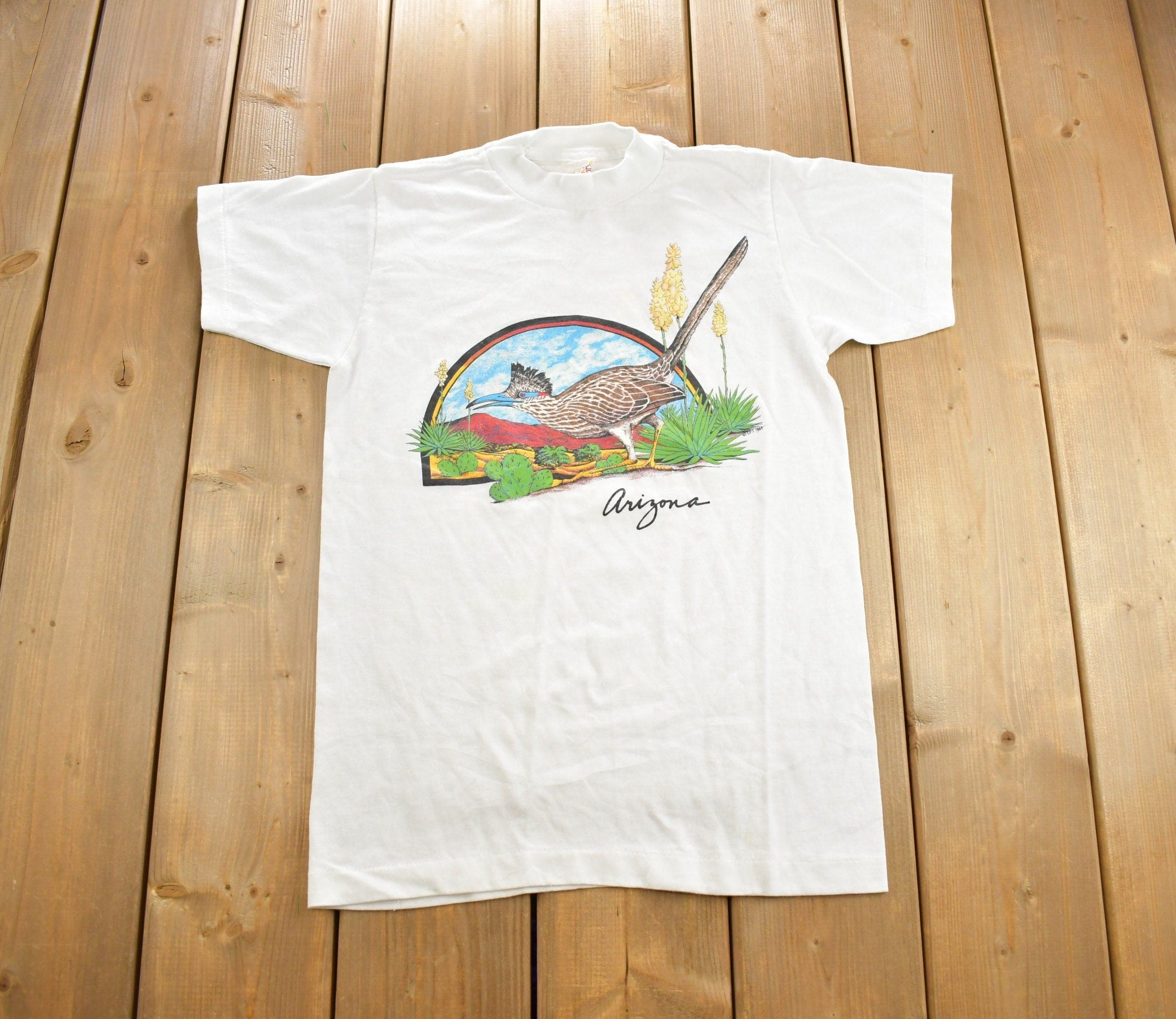 Vintage 1990s Bird Theme Arizona Single Stitch Graphic T-Shirt Made In USA