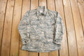 Vintage 2001 Army Gray Digital Camo Military Button Up Shirt