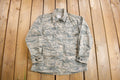 Vintage 2001 Army Gray Digital Camo Military Button Up Shirt