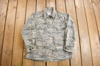 Vintage 2001 Army Gray Digital Camo Military Button Up Shirt