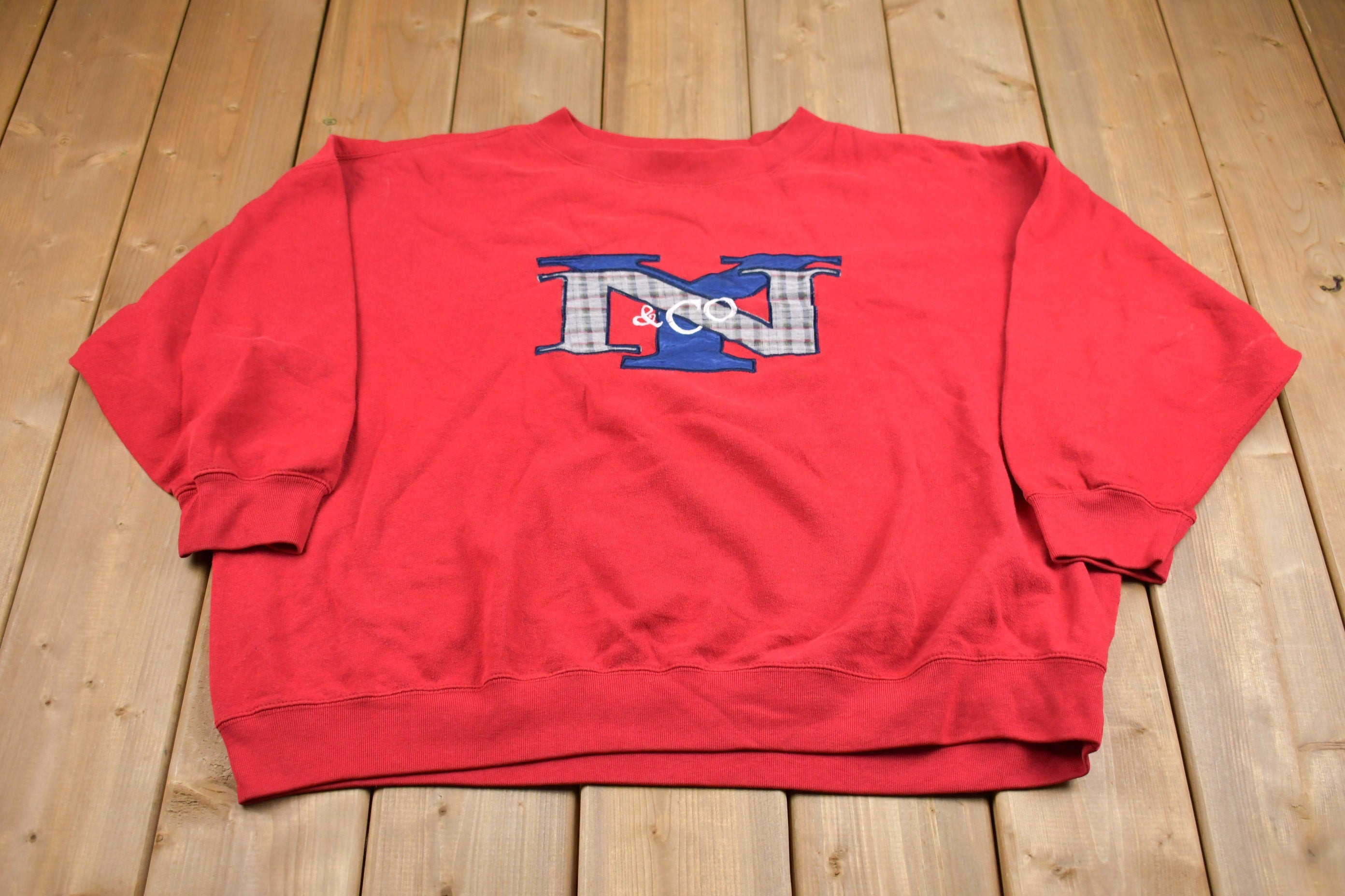 Vintage 1980s NY & Co Plaid Embroidered Crewneck Sweatshirt