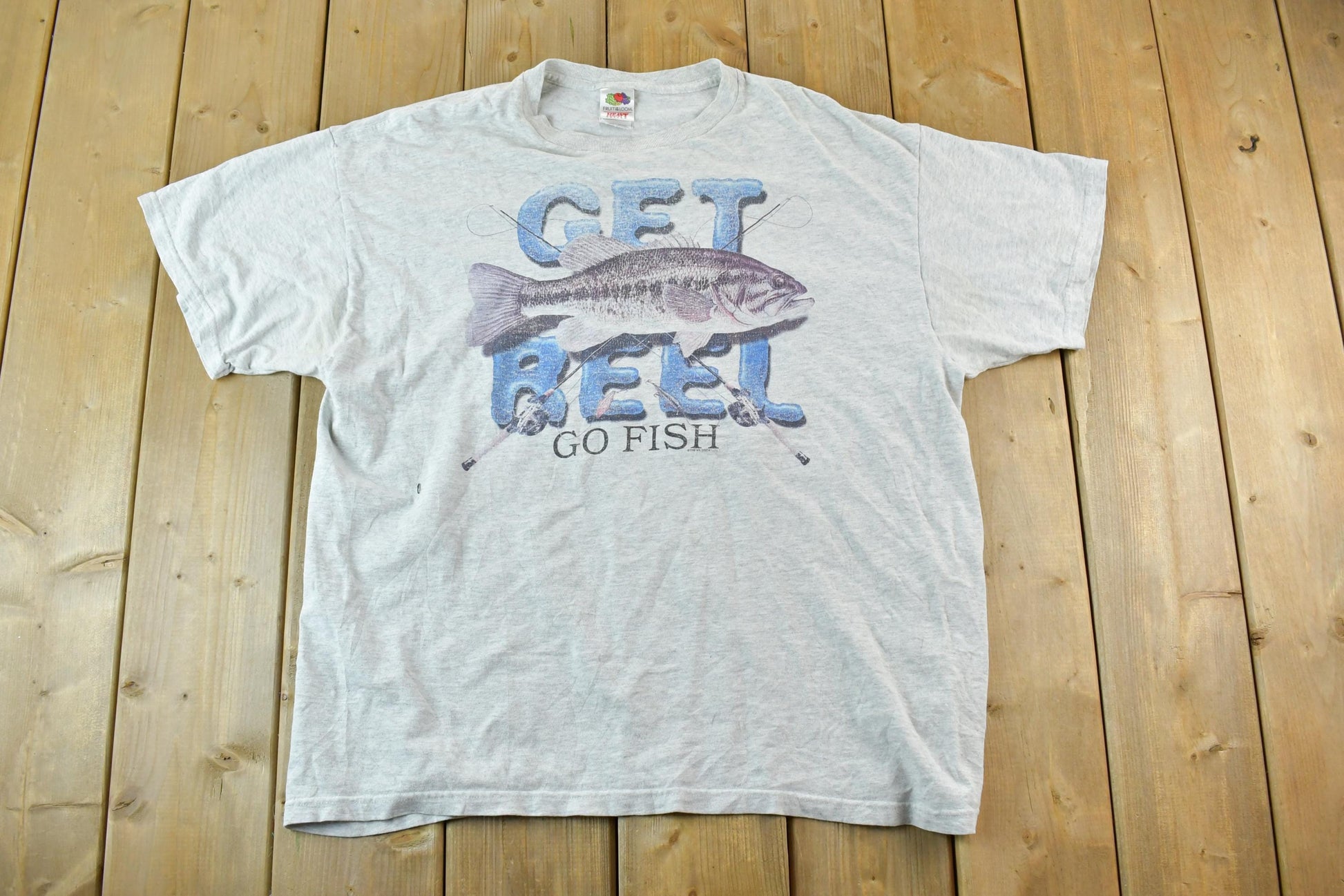 Vintage 1990s Get Reel Fishing Outdoors T-Shirt / Single Stitch Wilderness Shirt / Streetwear / Nature T-Shirt / Outdoorsman T Shirt