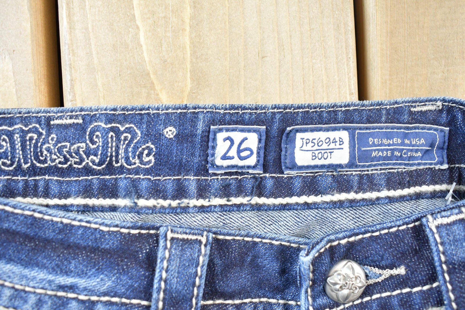 Vintage Y2K Miss Me Bedazzled Low Rise Jeans Size 26x33