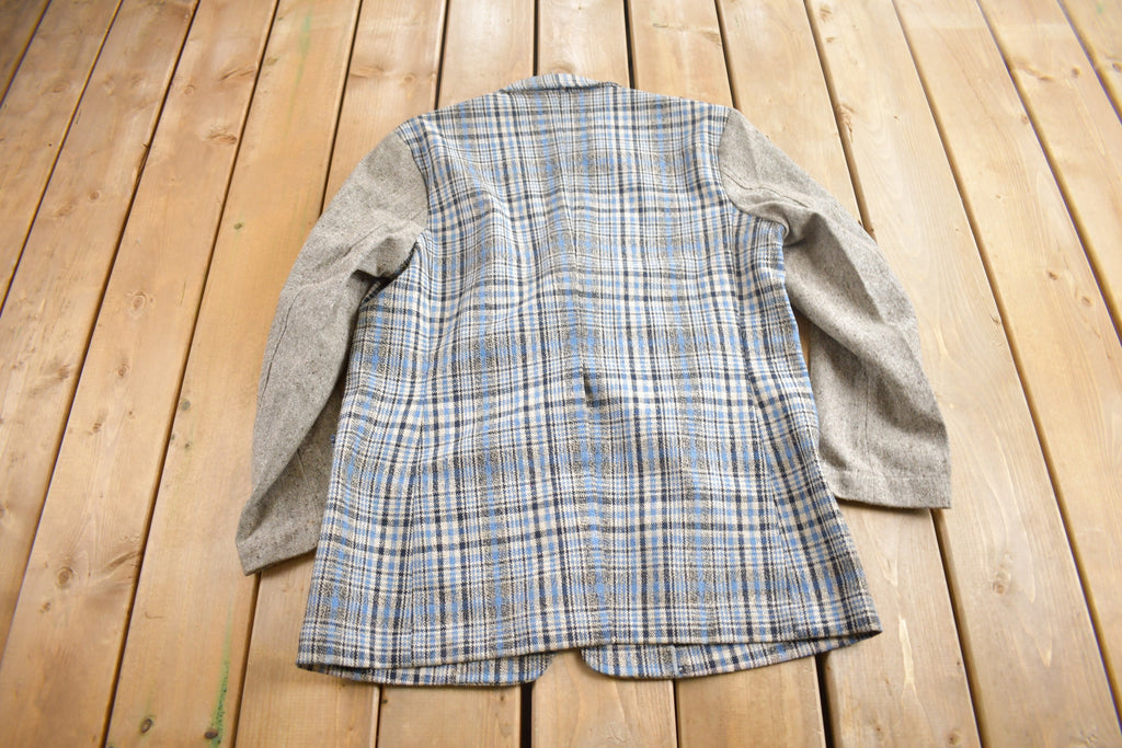 Vintage 1980s 100% Wool Plaid Blazer Jacket Size M