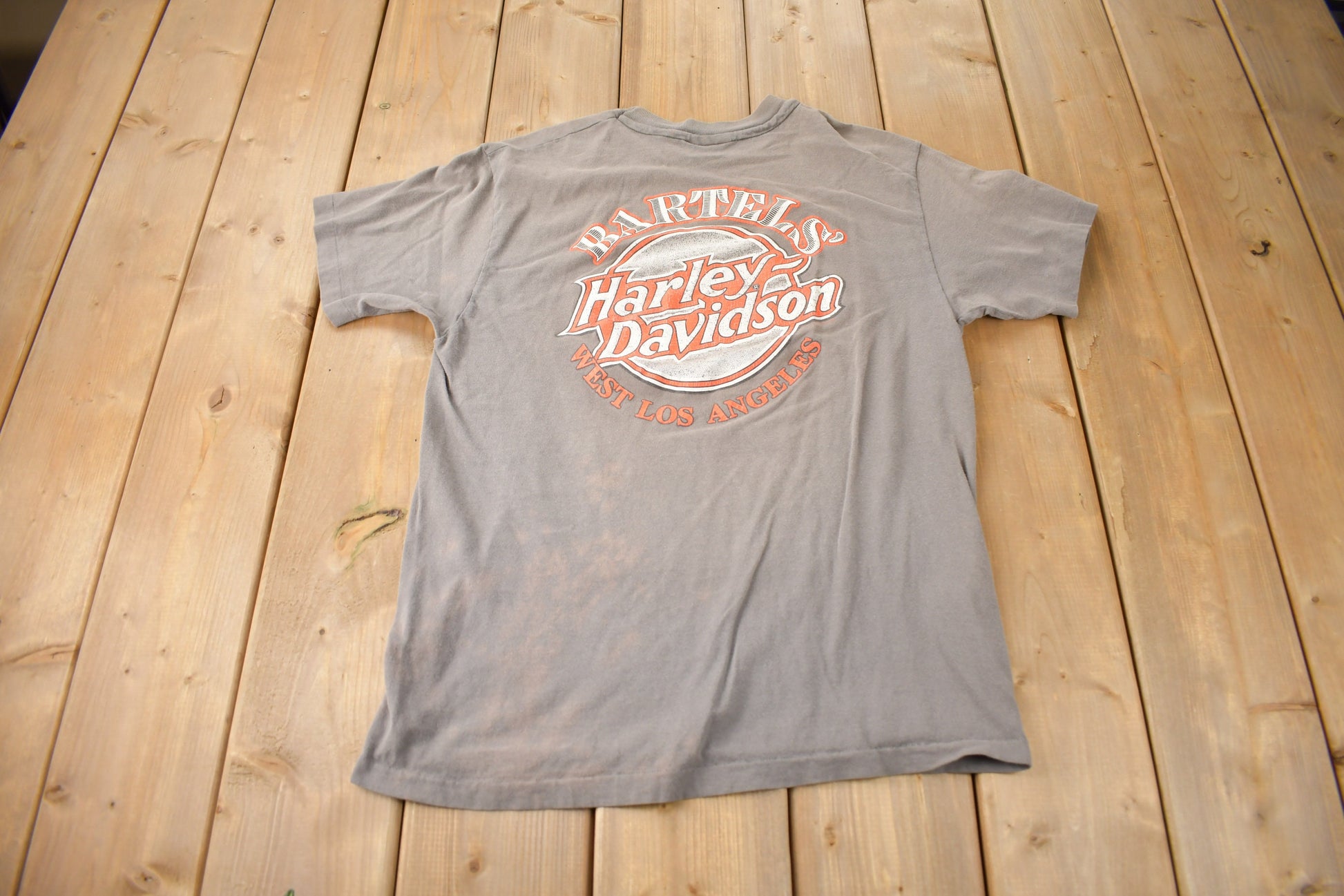 Vintage 1990s Bartels' Harley Davidson West Los Angeles Single Stitch Graphic T-Shirt Made In USA