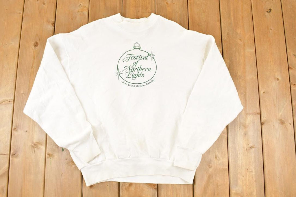 Vintage 1990s Festival Of Northern LIghts Owen Sound Christmas Crewneck Sweatshirt Men's L