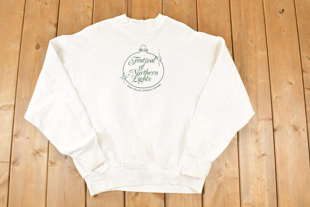 Vintage 1990s Festival Of Northern LIghts Owen Sound Christmas Crewneck Sweatshirt Men's L