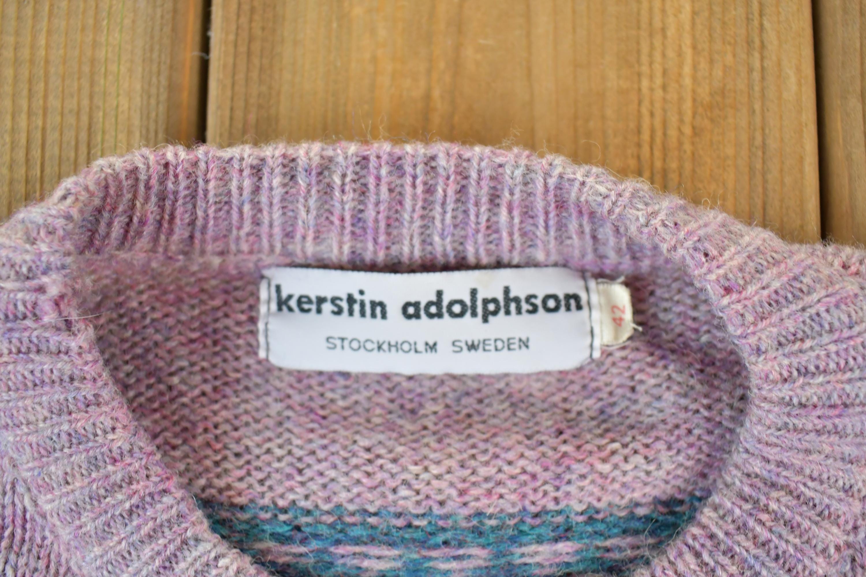 Vintage 1980s Kerstin Adolphson Sweden Clasp Button Knit Crewneck Sweater