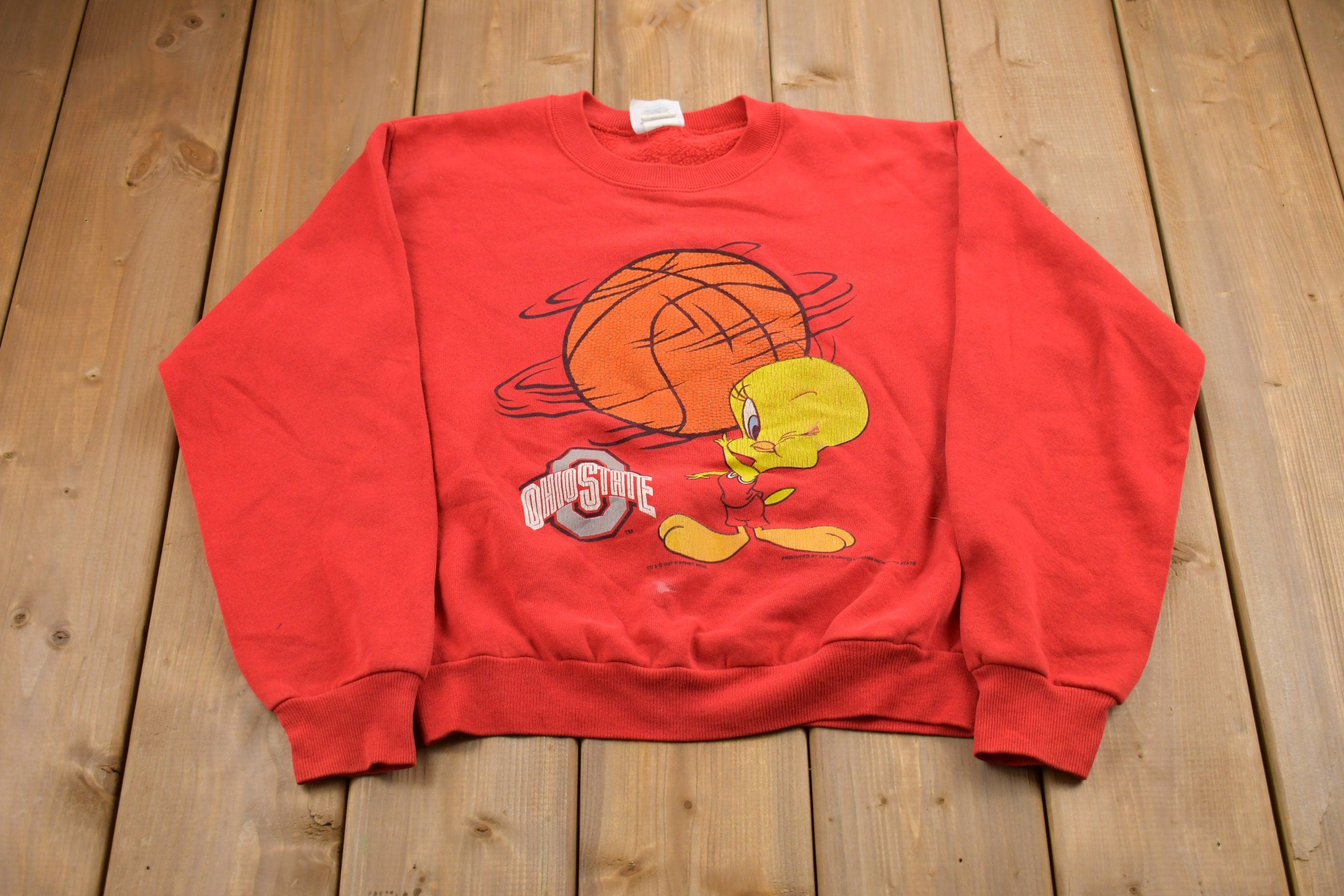 Vintage 1997 University of Ohio State Buckeyes Tweety Bird Looney Tunes Collegiate Crewneck