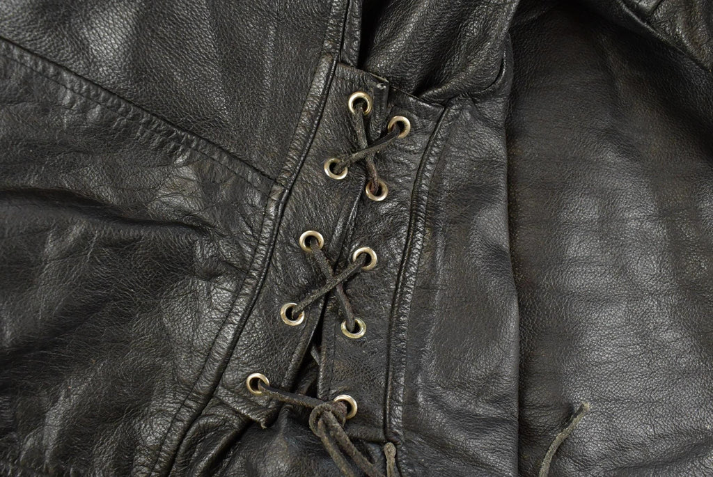 Vintage 1980s Leather Motorcycle Biker Jacket Men's XL