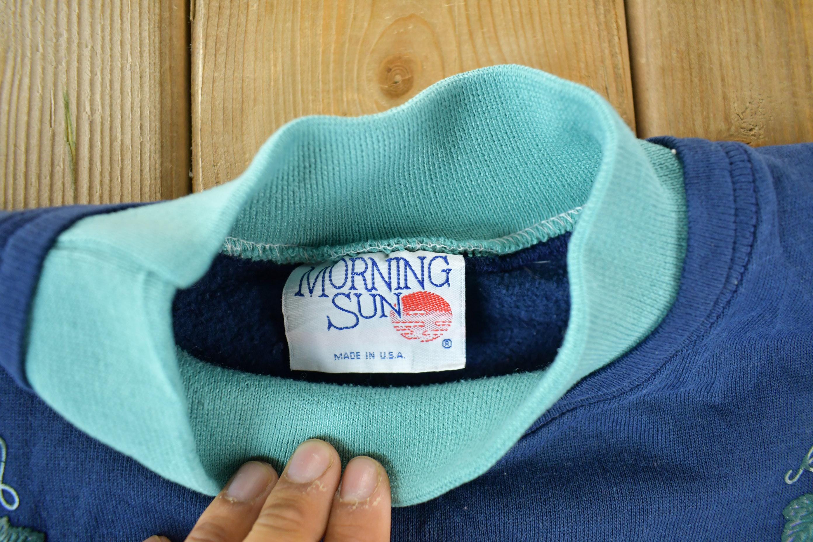 Vintage 1990s Morning Sun Mock Neck Floral Crewneck Adult Medium