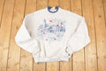 Vintage 1990s Top Stitch Embroidered Cardinal Winter Theme Double Collar Crewneck Sweatshirt Women's L