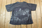 Vintage 1990s Wolves On The Mountain All Over Print Graphic T-Shirt