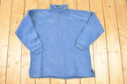 Vintage 1990s Heavyweight Lee Blank Navy Turtleneck Sweatshirt Men's L