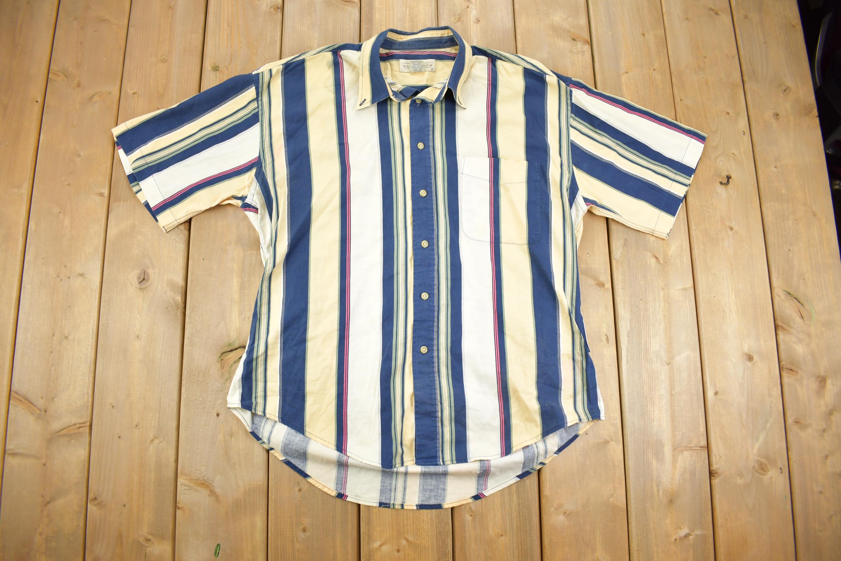 Vintage 1990s Natural Issue Thick Striped Long Sleeve Button Up Shirt