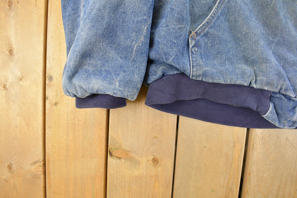 Vintage 1990s Rasco Denim Plaid Lined Fire Resistant Hooded Jacket Men's 2XL