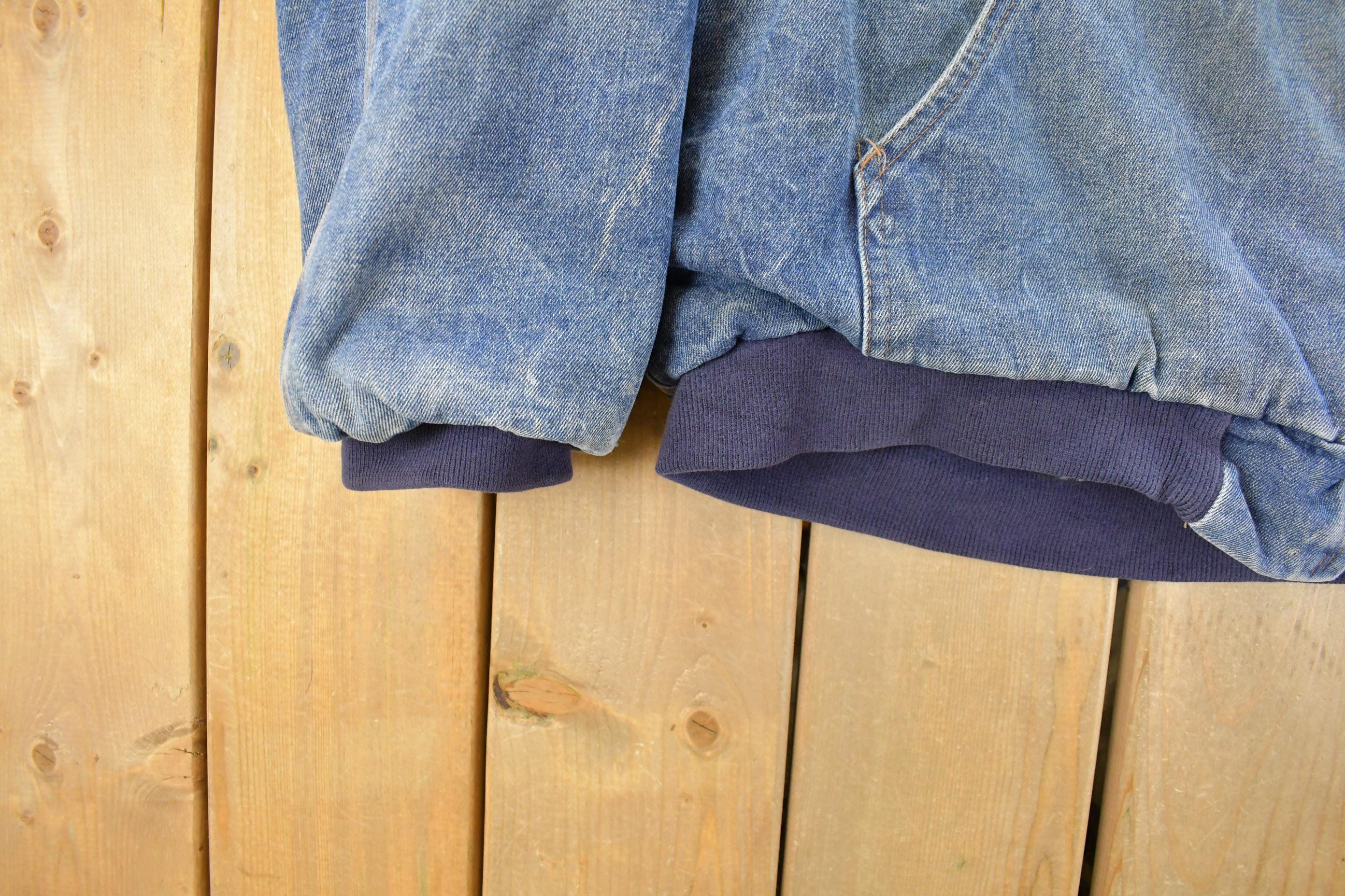 Vintage 1990s Rasco Denim Plaid Lined Fire Resistant Hooded Jacket Men's 2XL