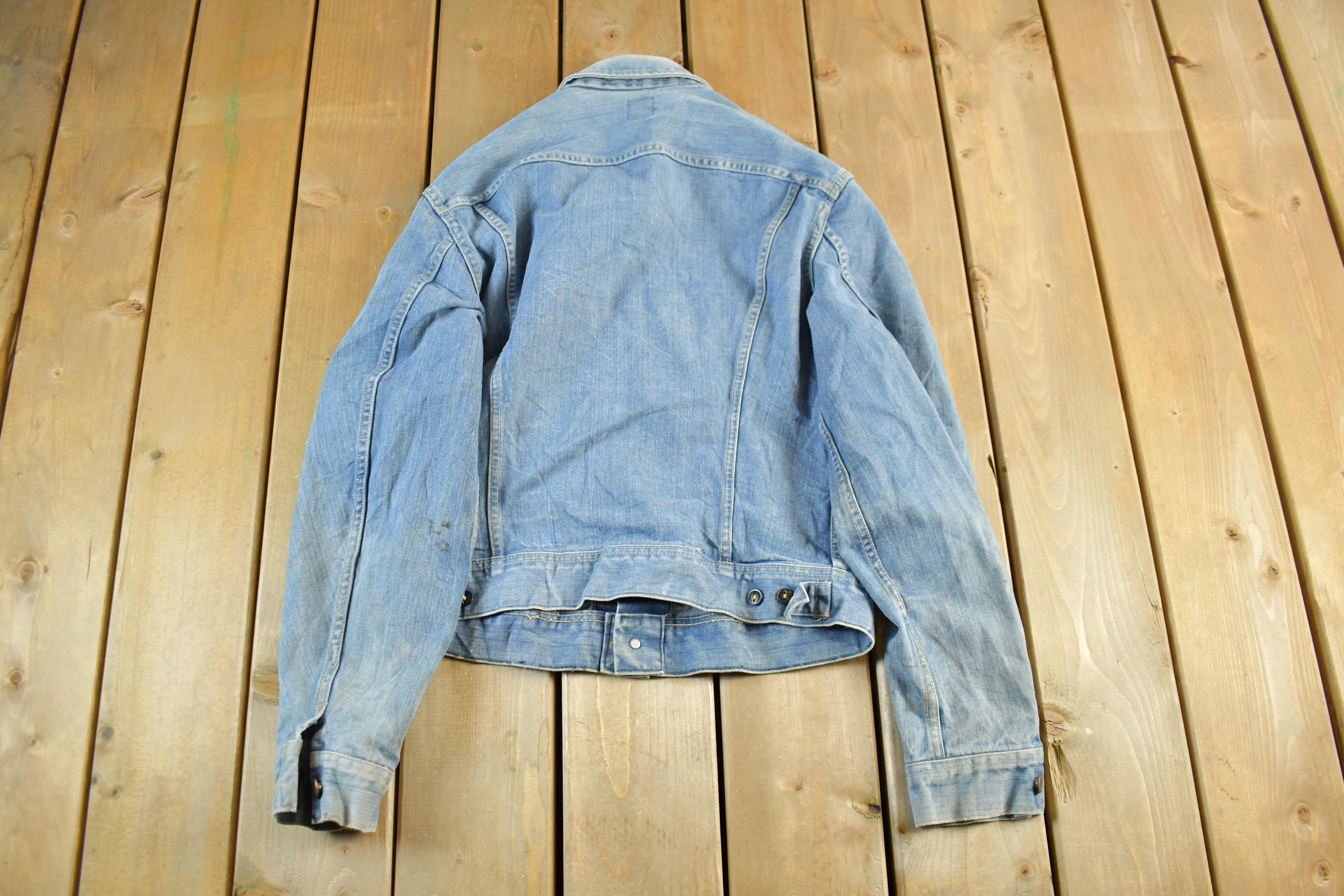 Vintage 1970s Lee Sanforzied Denim Jean Trucker Jacket Men's Small