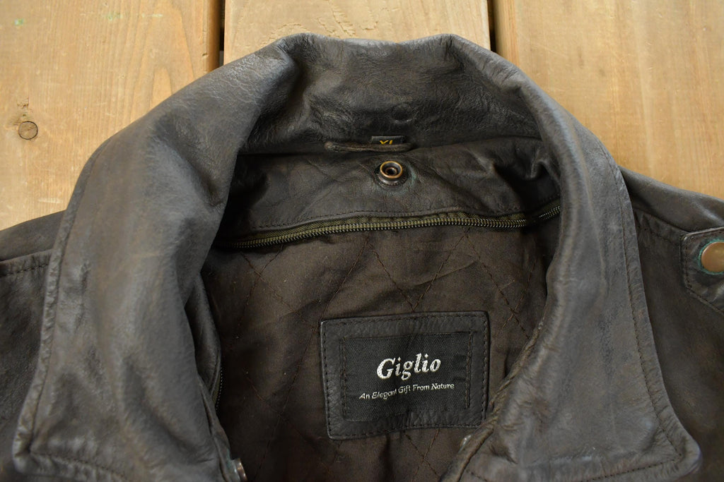 Vintage 1990s Giglio Leather Bomber Flight Jacket Men's XL