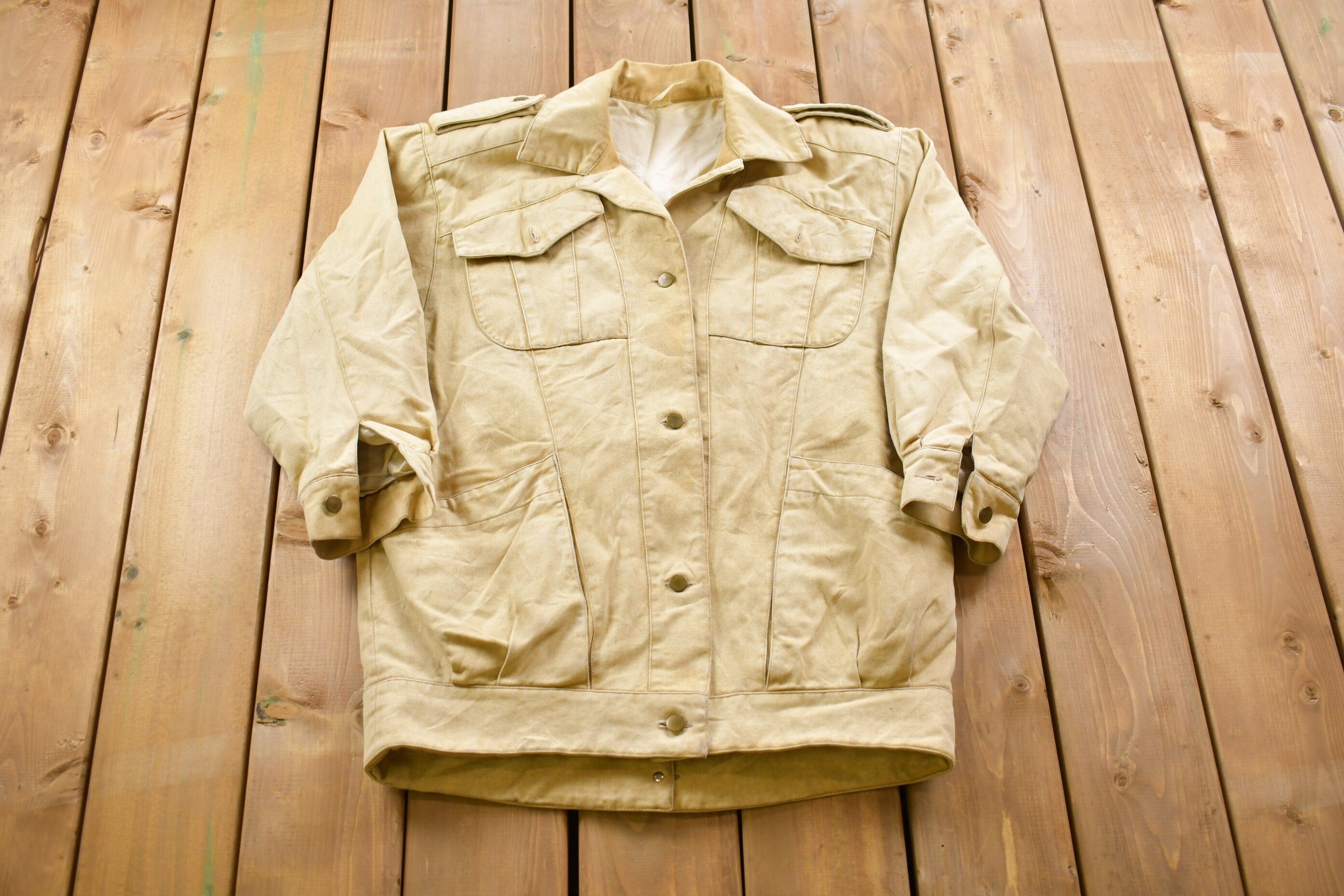 Vintage 1980s Leather Button Up Jacket