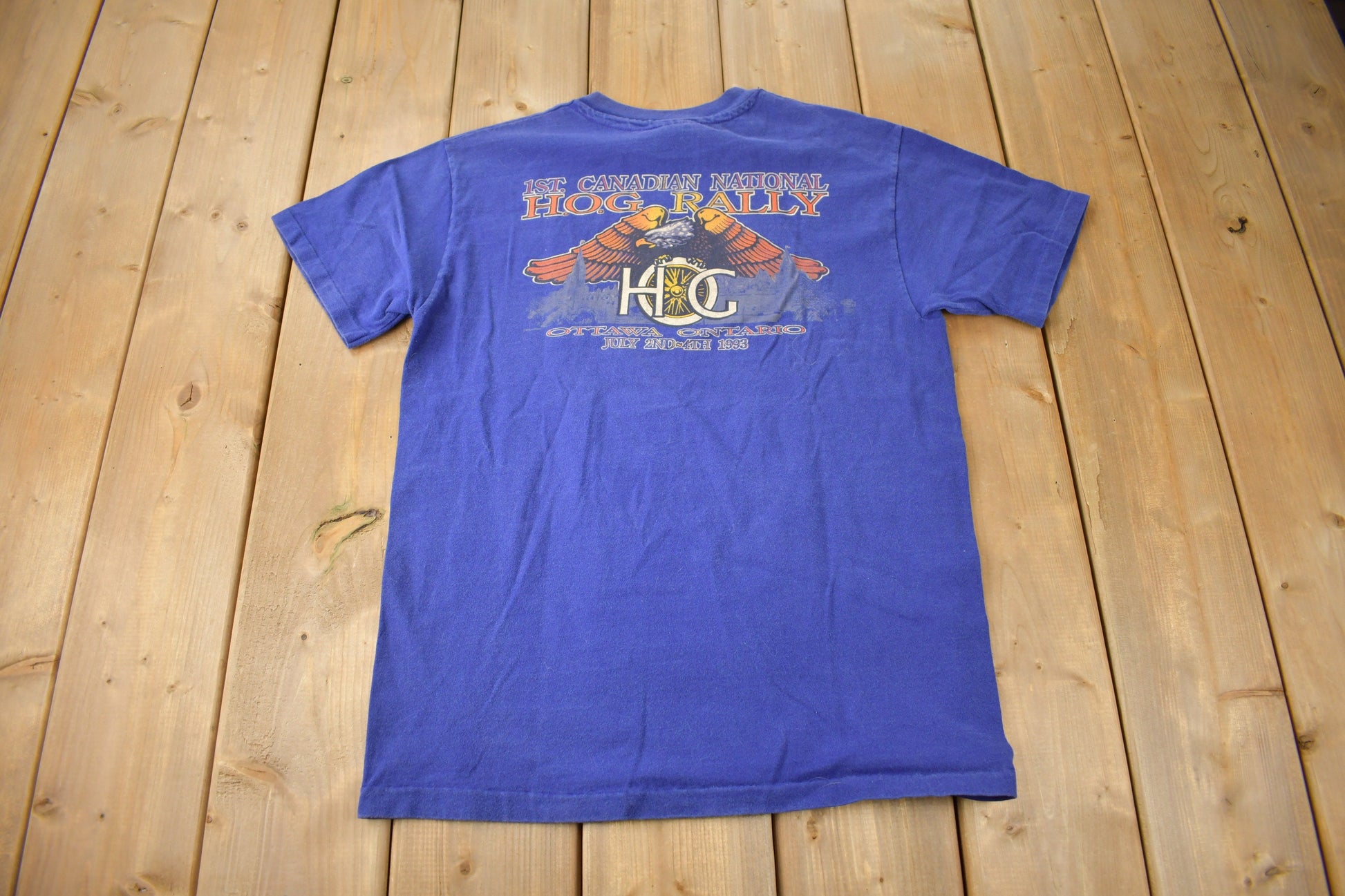 Vintage 1993 Canadian National HOG Rally Harley Davidson Motorcycles Single Stitch Graphic T-Shirt Made In USA