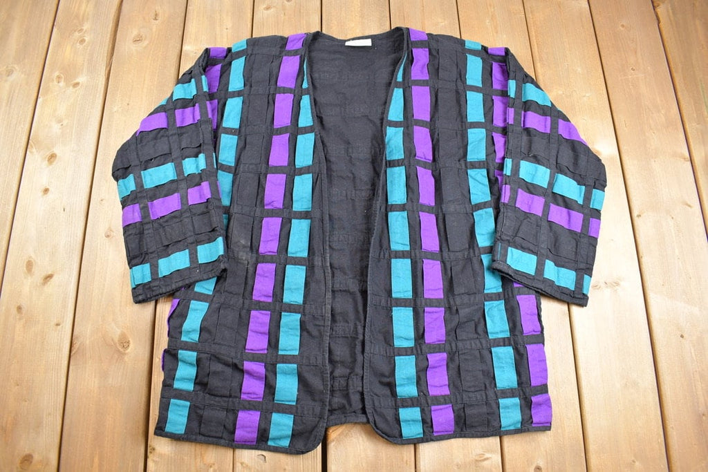 Vintage 1980s Yak Magik Woven Design Cardigan Sweater