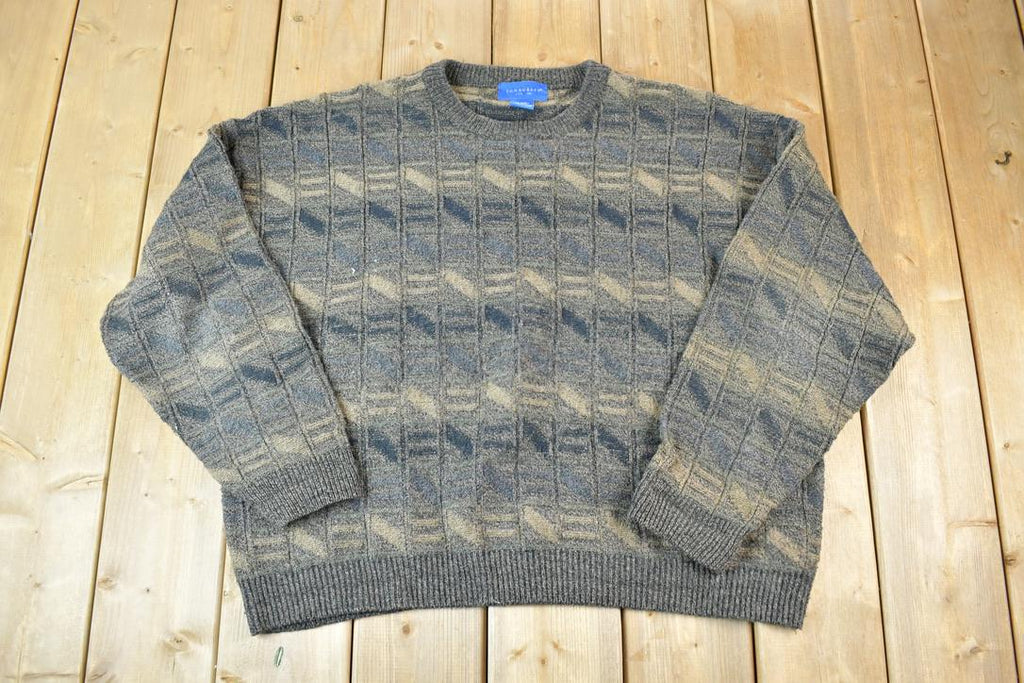 Vintage 1990s Towncraft Knit Abstract Pattern Crewneck Sweater Made In Canada  90s Crewneck  Preppy Knits