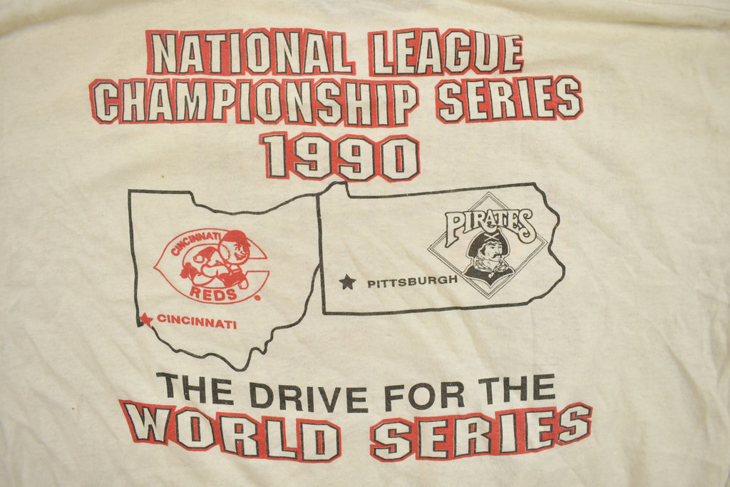 Vintage 1990 Reds and Pirate Championship MLB Graphic T-Shirt