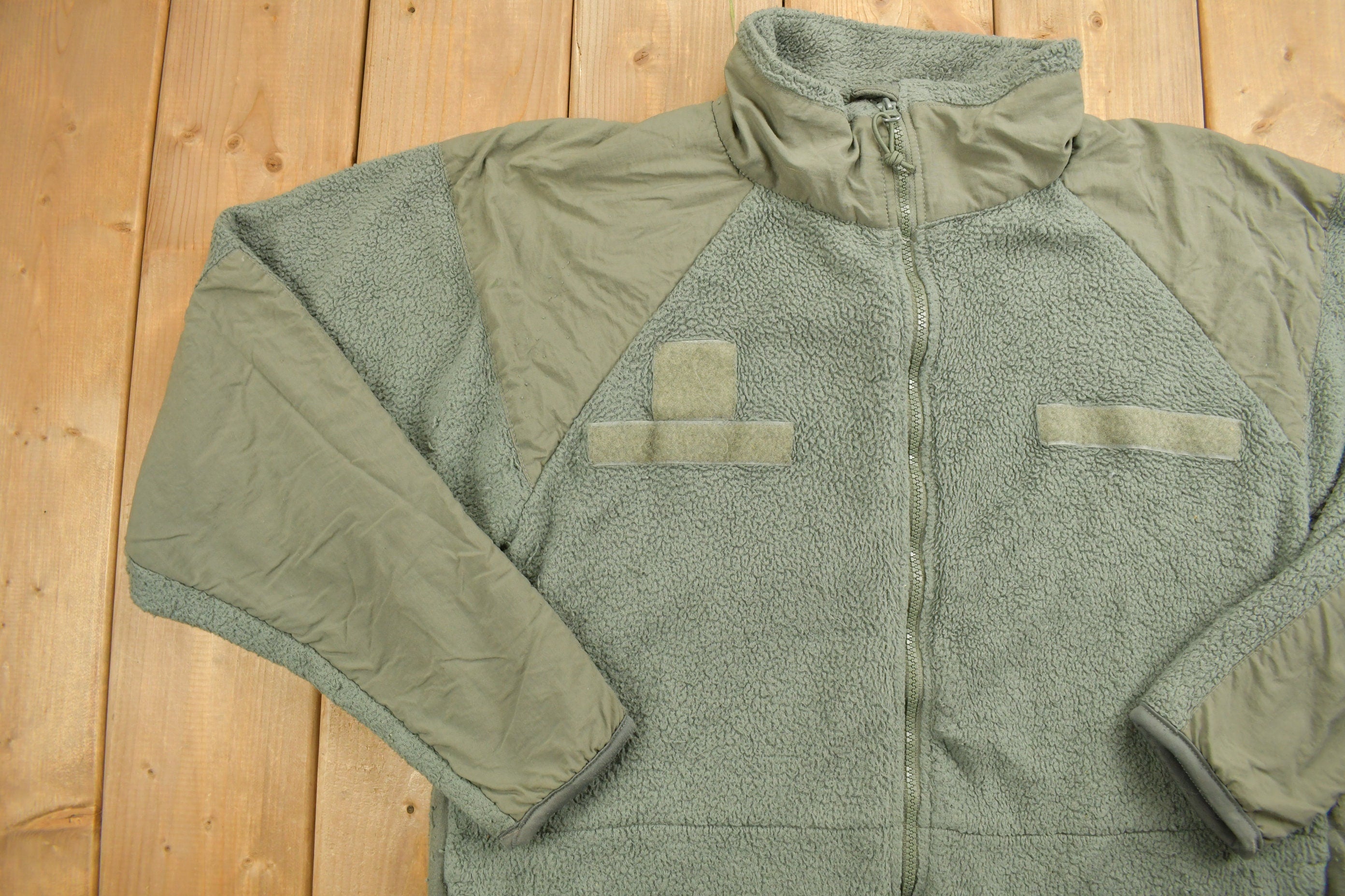 Vintage 1990s Green FleeceZip Up Sweater Jacket