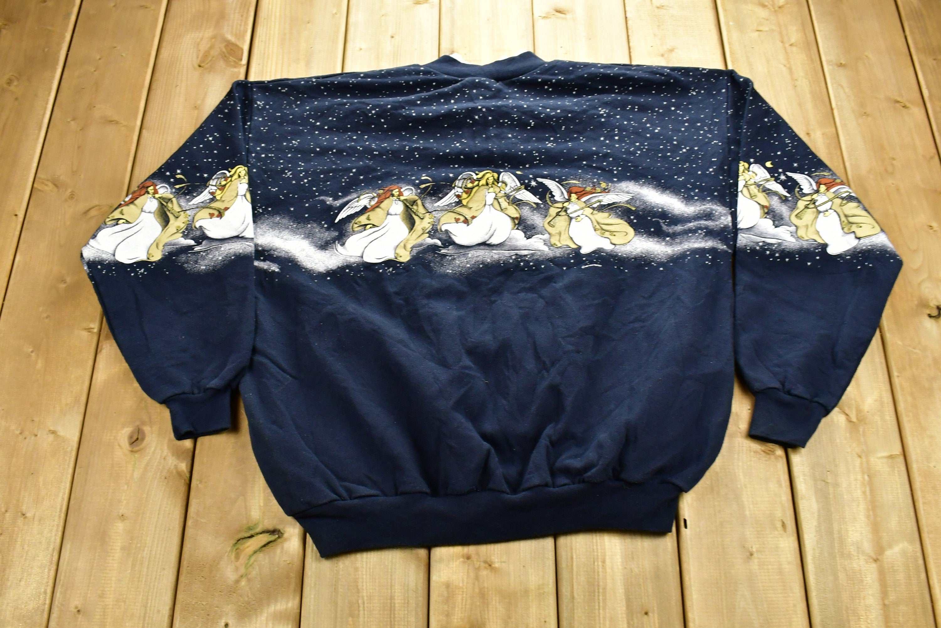 Vintage 1990's Angel Graphic Quarter Button Sweatshirt
