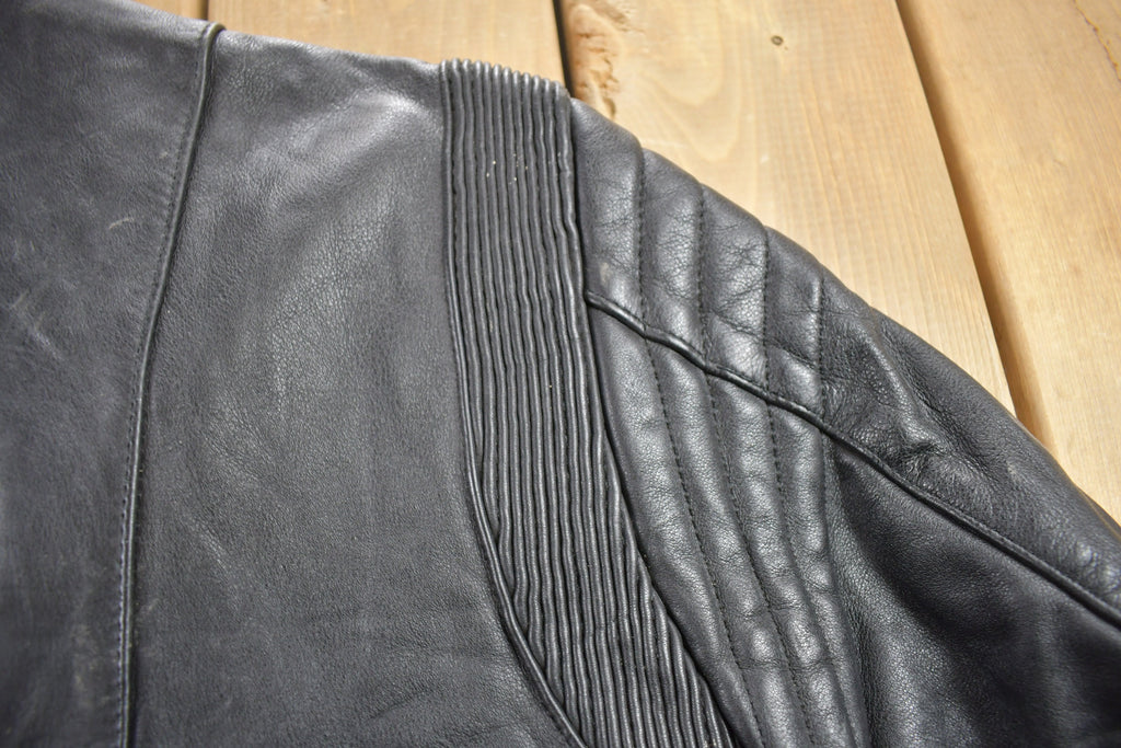 Vintage 1990s Eurox Leather Cafe Racer Biker Jacket