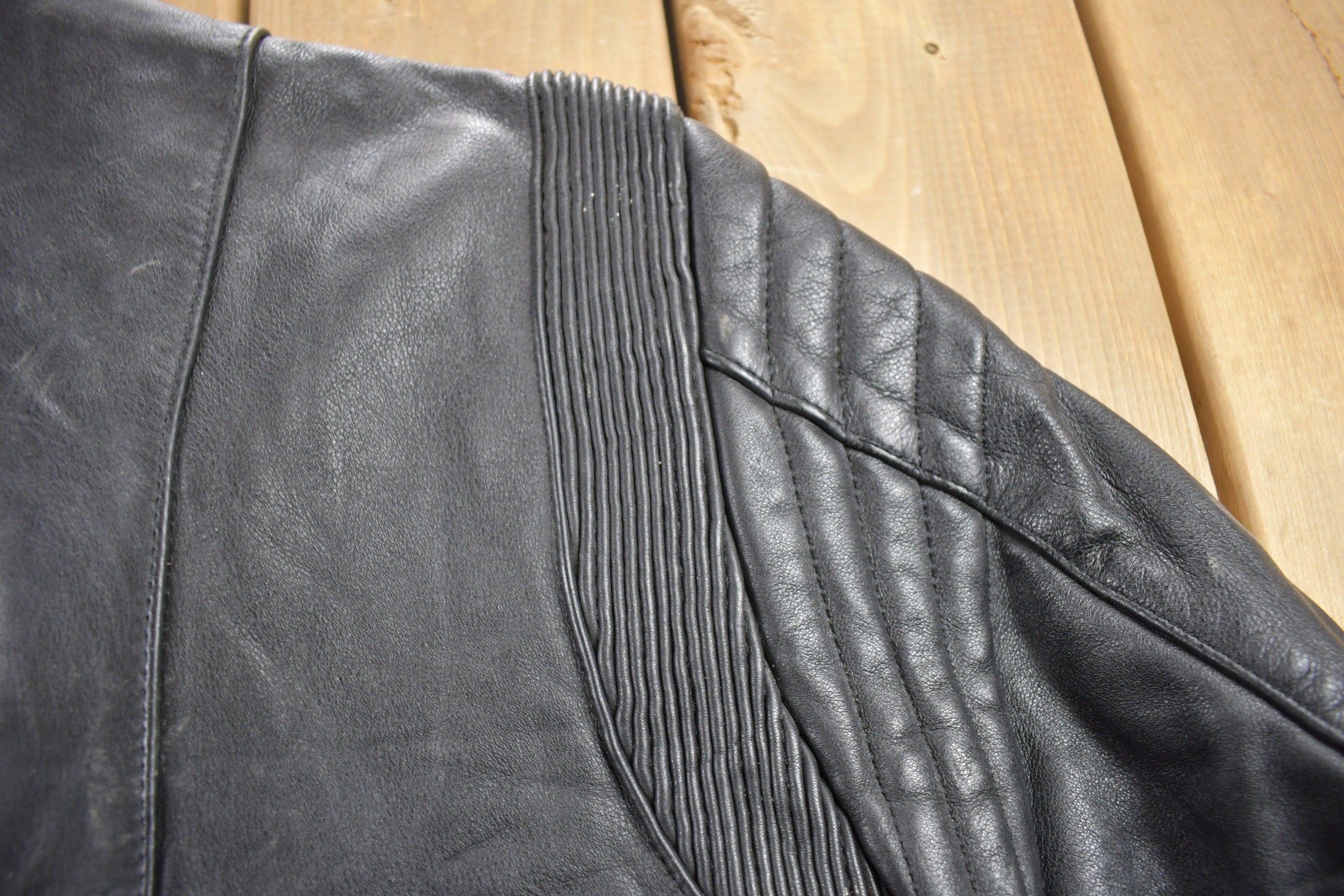 Vintage 1990s Eurox Leather Cafe Racer Biker Jacket