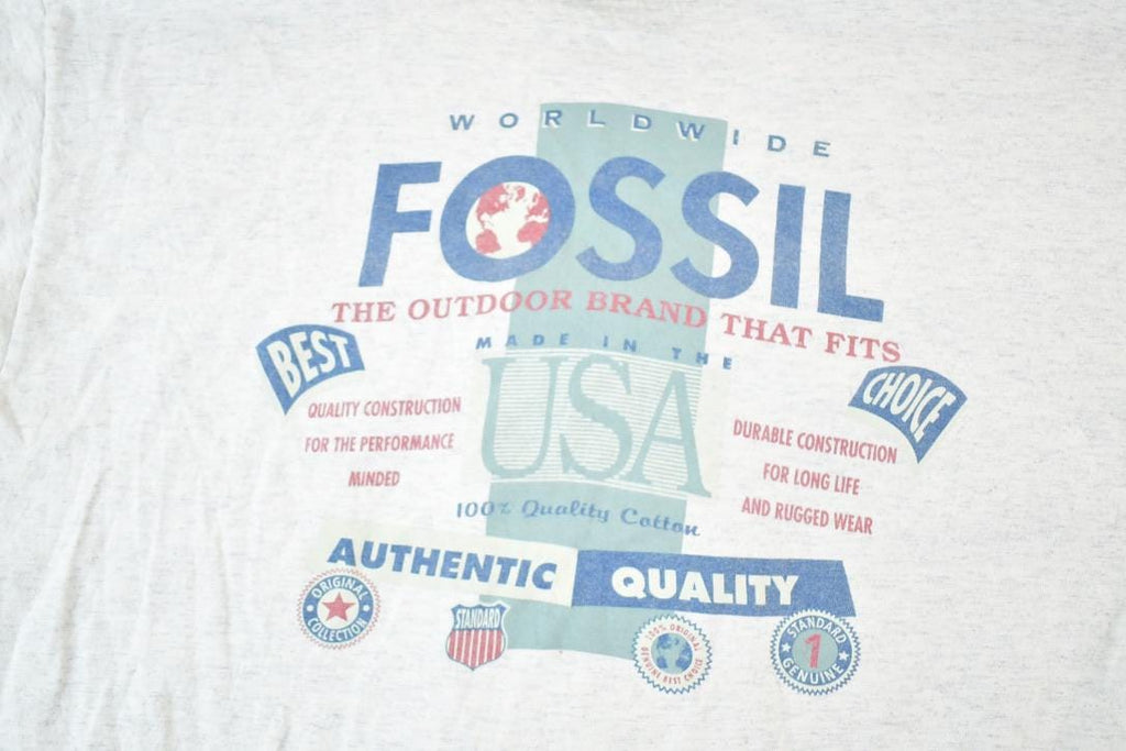 Vintage 1990s Fossil USA Worldwide Souvenir T-Shirt Mens L