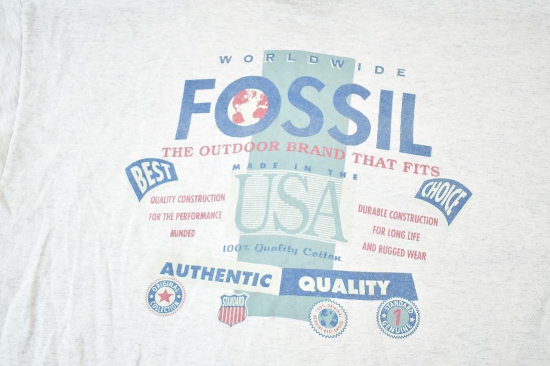 Vintage 1990s Fossil USA Worldwide Souvenir T-Shirt Mens L