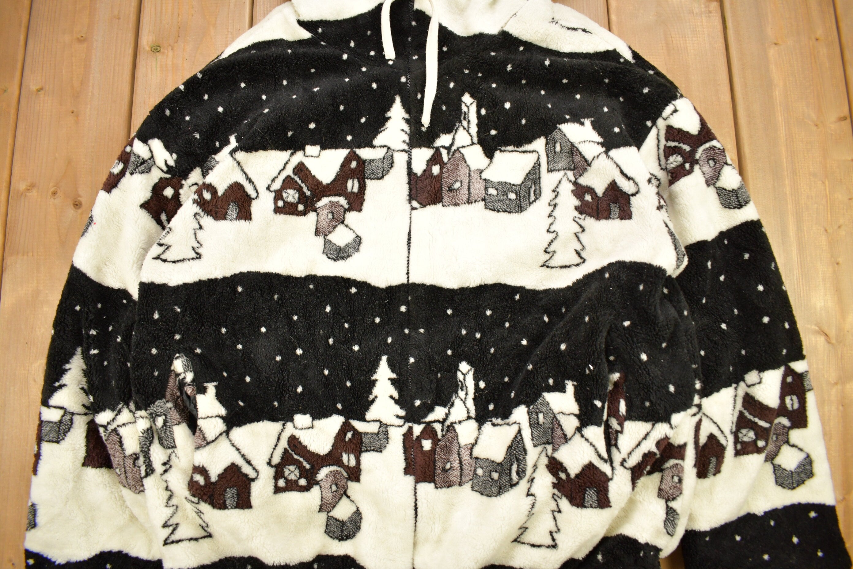 Vintage 1990s Storm Front Reversible All Over Print Fleece Sweater