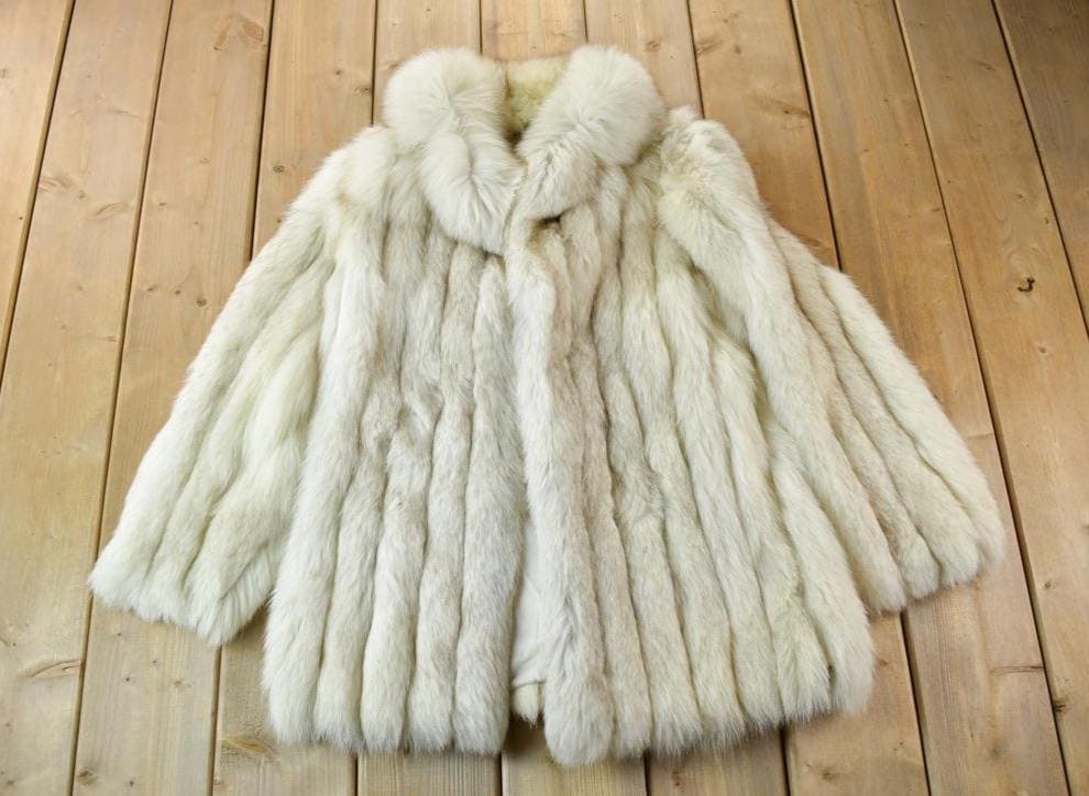 Vintage 1980s Blue Shadow Fox Fur Coat Saga Fox